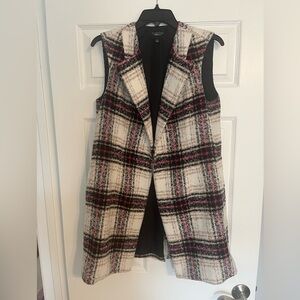Thakoon Black, Cream & Pink Plaid Sleeveless Coat Vest